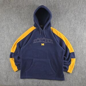 NCAA Michigan 100 Fleece Hoodie Navy Blue Maize Varsity Large Oversized
